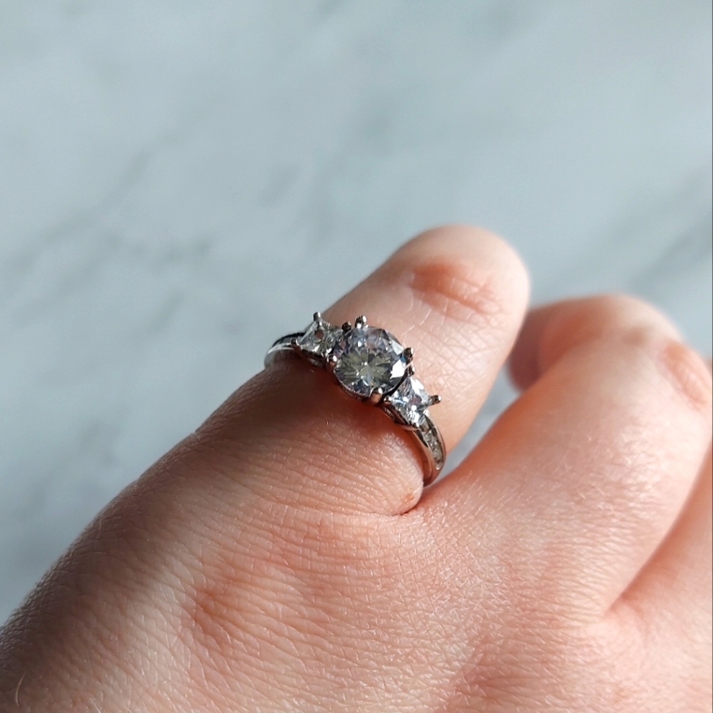 Solitaire Diamond Ring 925 Sterling Silver Ring